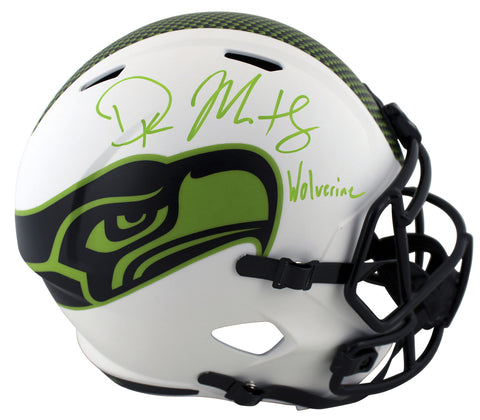 Seahawks DK Metcalf "Wolverine" Signed Lunar F/S Speed Proline Helmet BAS Wit