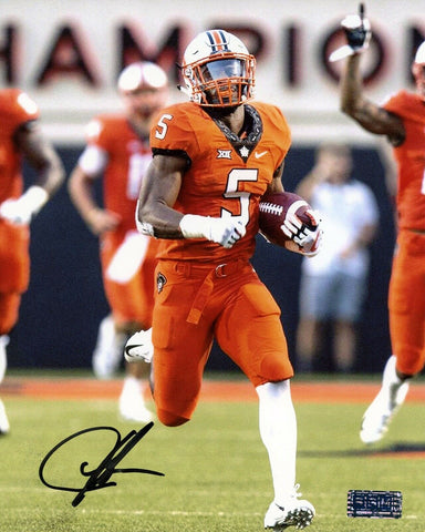 JUSTICE HILL SIGNED AUTOGRAPHED OKLAHOMA STATE COWBOYS 8x10 PHOTO COA