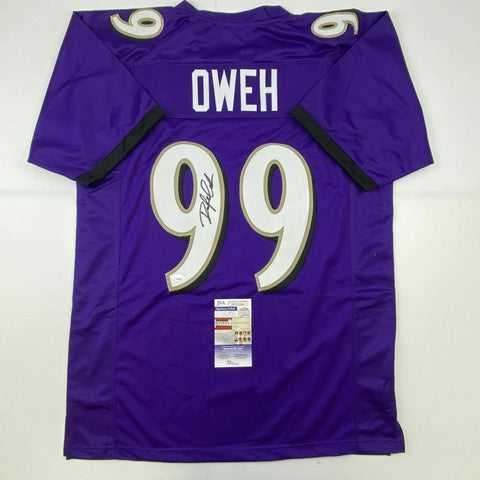 Autographed/Signed ODAFE OWEH Baltimore Purple Football Jersey JSA COA Auto