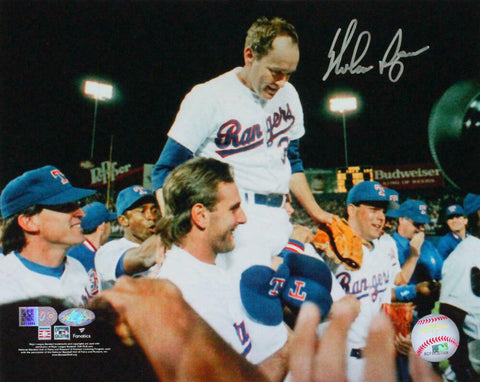 Nolan Ryan Autographed TX Rangers 8x10 Celebration Photo- AIV Holo/Ryan Holo *S