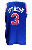 Allen Iverson Signed Philadelphia 76ers Blue Jersey #1 Pick 1996 Draft (PSA COA)