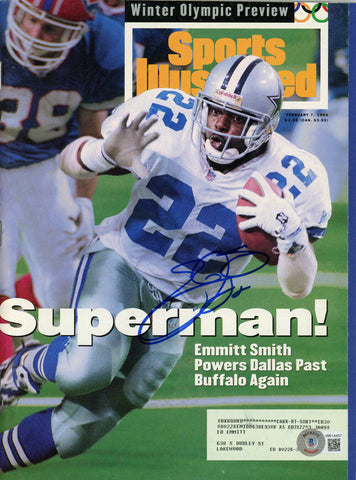 Emmitt Smith Signed Dallas Cowboys 1994 Sports Illustrated Magazine BAS 32785