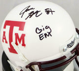 Jace Sternberger Signed Texas A&M White Schutt Mini Helmet w/ Insc- JSA W Auth