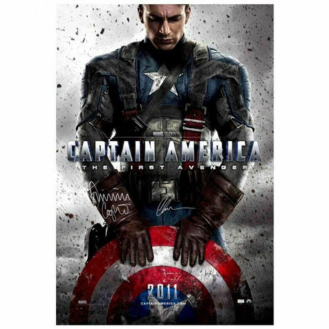 Chris Evans Dominic Cooper Autographed Captain America 27x40 Movie Poster