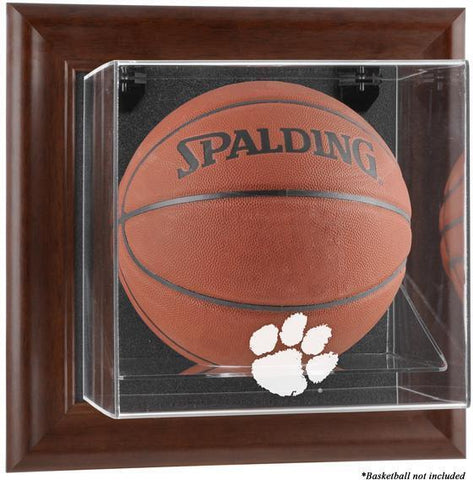Clemson Tigers Brown Framed Wall-Mountable Basketball Display Case