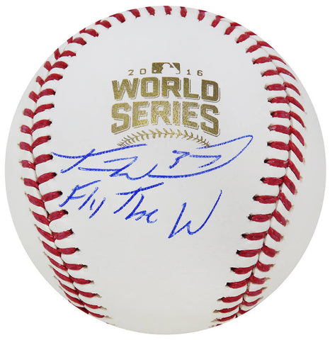 Travis Wood Signed Rawlings 2016 World Series Baseball w/Fly The W - (SS COA)