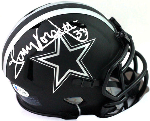 Tony Dorsett Signed Dallas Cowboys Eclipse Mini Helmet - Beckett Witness *Silver