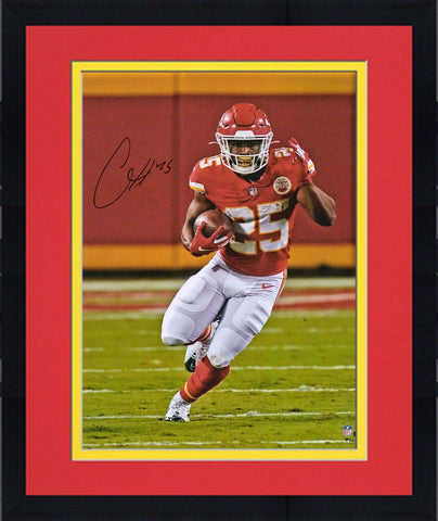 Framed Clyde Edwards-Helaire Kansas City Chiefs Signed 16" x 20" Running Photo