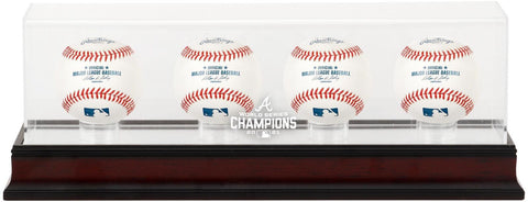 Braves 2021 WS Champs Mahogany Logo 4-Baseball Display Case