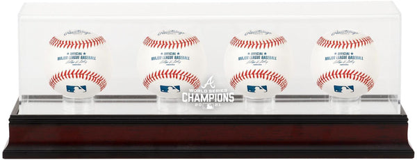 Braves 2021 WS Champs Mahogany Logo 4-Baseball Display Case