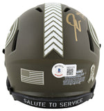 49ers Deion Sanders Signed Salute To Service Speed Mini Helmet w/ Gold Sig BAS W