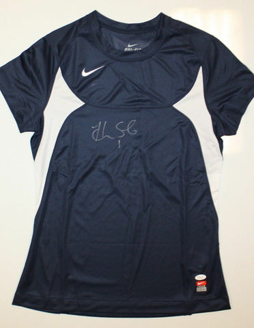 Hope Solo Autographed Nike Dri-Fit Blue Soccer Jersey- JSA W Authenticated
