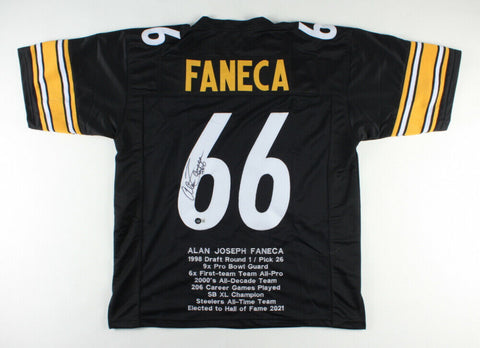 Alan Faneca Signed Pittsburgh Steelers Career Stat Jersey (Beckett Hologram)