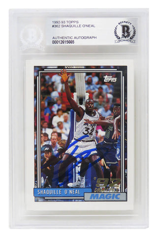Shaquille O'Neal Autographed Magic 1992-93 Topps Rookie Card #362 - Beckett