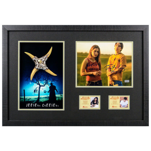 Justin Long, Gina Philips Autographed Jeepers Creepers Photo & Shuriken Display