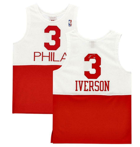 ALLEN IVERSON Autographed Philadelphia 76ers White / Red Jersey FANATICS