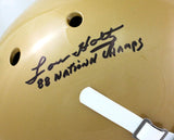 Lou Holtz Signed Notre Dame Schutt F/S Authentic Helmet w/ Insc- Beckett W *Blk