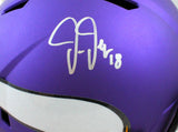 Justin Jefferson Autographed Vikings F/S Speed Helmet-Beckett W Hologram *Silver