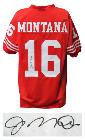 Joe Montana 49ERS Signed Red T/B Custom Football Jersey - SCHWARTZ COA