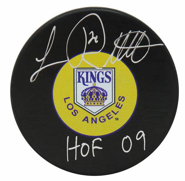 Luc Robitaille Signed Los Angeles Kings 1970's Style Logo Hockey Puck w/HOF'09