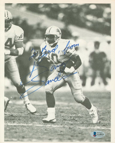 Lions Barry Sanders Authentic Signed 8x10 B&W Cardstock Photo BAS #AA48221
