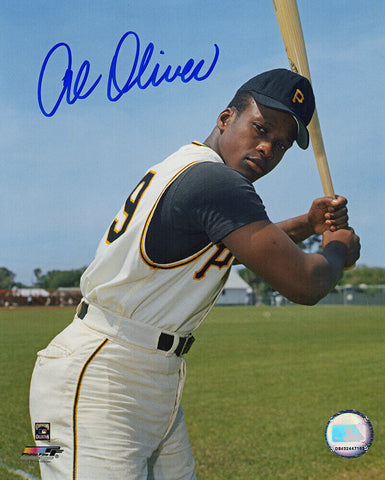 Al Oliver Signed Pittsburgh Pirates Bat Pose 8x10 Photo - (SCHWARTZ COA)