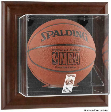 NBA Trail Blazers Brown Framed Wall-Mounted Team Logo Basketball Display Case
