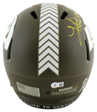Rams Kurt Warner Signed Salute To Service Full Size Speed Rep Helmet BAS Witness
