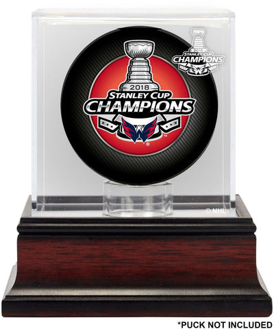 Washington Capitals 2018 Stanley Cup Champions Mahogany Hockey Puck Logo Case