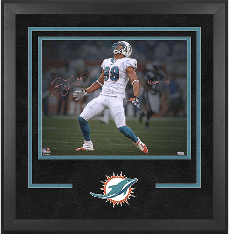 Jason Taylor Dolphins FRMD Signed 16x20 Screaming Photo with "HOF 17" Insc-LE/10