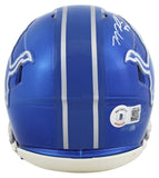 Lions T.J. Hockenson Authentic Signed Flash Speed Mini Helmet BAS Witnessed