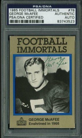 Bears George Mcafee Signed Card 1985 Football Immortals #78 PSA/DNA Slabbed