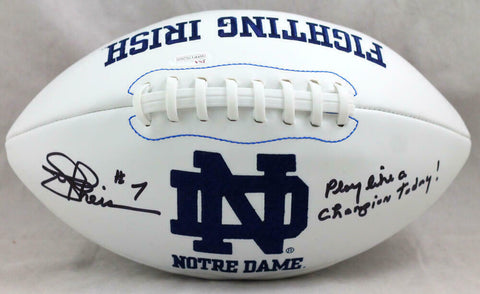 Joe Theismann Signed Notre Dame Logo Football w/ Play Like A Champ - JSA Auth