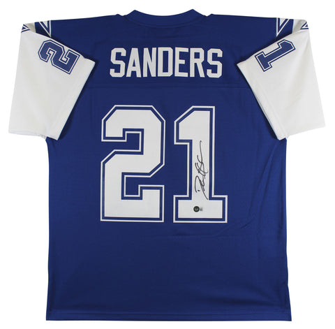 Cowboys Deion Sanders Signed Navy Blue Mitchell & Ness Jersey BAS Witnessed