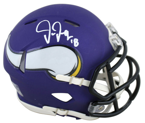Vikings Justin Jefferson Authentic Signed Purple Speed Mini Helmet BAS Witnessed