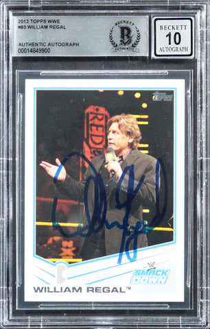 William Regal Signed 2013 Topps WWE #83 Card Auto Graded Gem Mint 10 BAS Slabbed