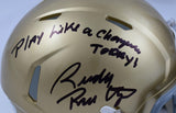Rudy Ruettiger Signed Notre Dame Speed Mini Helmet W/Play Like a Champ- BAW Holo