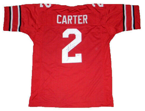 CRIS CARTER OHIO STATE BUCKEYES SIGNED AUTOGRAPHED #2 RED JERSEY JSA