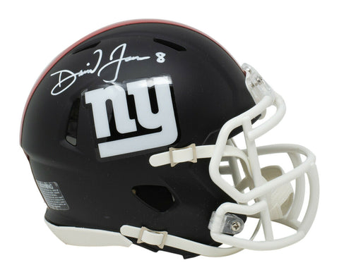 Daniel Jones Signed New York Giants Mini Matte Black Spd Replica Helmet BAS ITP