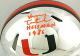 Vinny Testaverde Signed Hurricanes Chrome Speed Mini Helmet w/ Insc- JSA W Auth