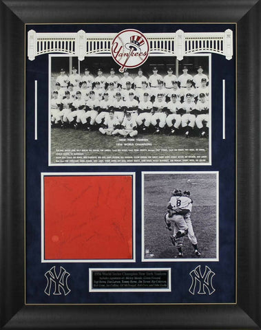 1954 Yankees (12) Mantle, Berra, +10 Signed & Framed 9x9 Sheet PSA/DNA #AB10081