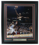 Gary Payton Signed Framed 16x20 Seattle Supersonics Basketball Photo PSA
