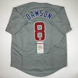 Autographed/Signed ANDRE DAWSON Chicago Grey Baseball Jersey JSA COA Auto