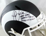 Marshall Faulk Signed LA Rams F/S Flat Black Speed Helmet- Beckett Auth *Black