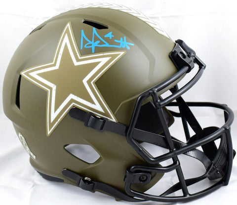 Dak Prescott Signed Cowboys F/S Salute to Service Speed Helmet-Beckett W Holo
