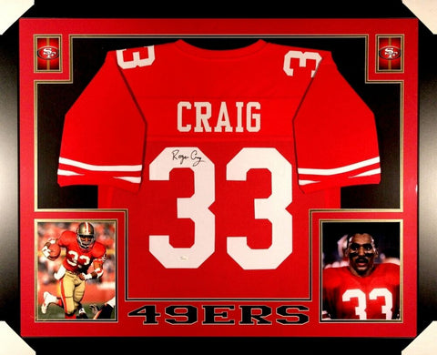 Roger Craig Signed 49ers 35x43 Custom Framed Jersey JSA COA 3xSuper Bowl Champ