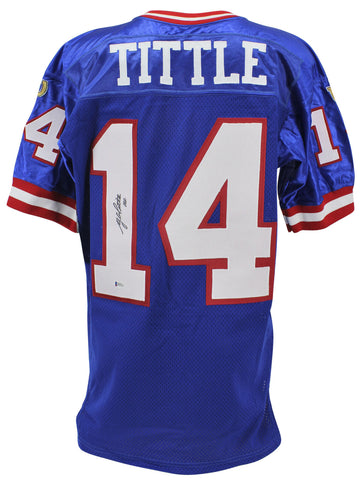 Giants Y.A. Tittle Authentic Signed Blue Wilson Authentic Jersey BAS #H92212