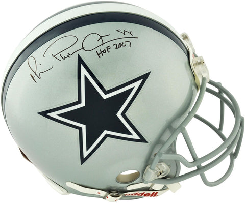 Michael Irvin Dallas Cowboys Signed Riddell Authentic Helmet w/HOF 2007 Insc