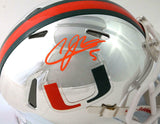 Andre Johnson Signed Miami Hurricanes Chrome Speed Mini Helmet - JSA W Auth