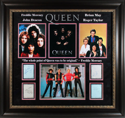 Queen (4) Mercury, May, Taylor, Deacon Signed Framed Display BAS #AB14179